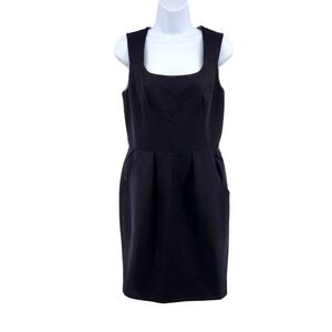 Kay Unger New York Dress Size 6 Black Cotton Silk Blend Sleeveless Career Sheath